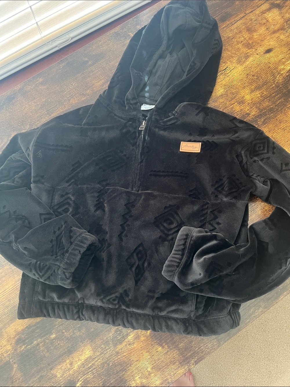 Kids Black Hooded Fleece Pullover Jacket - Hurley